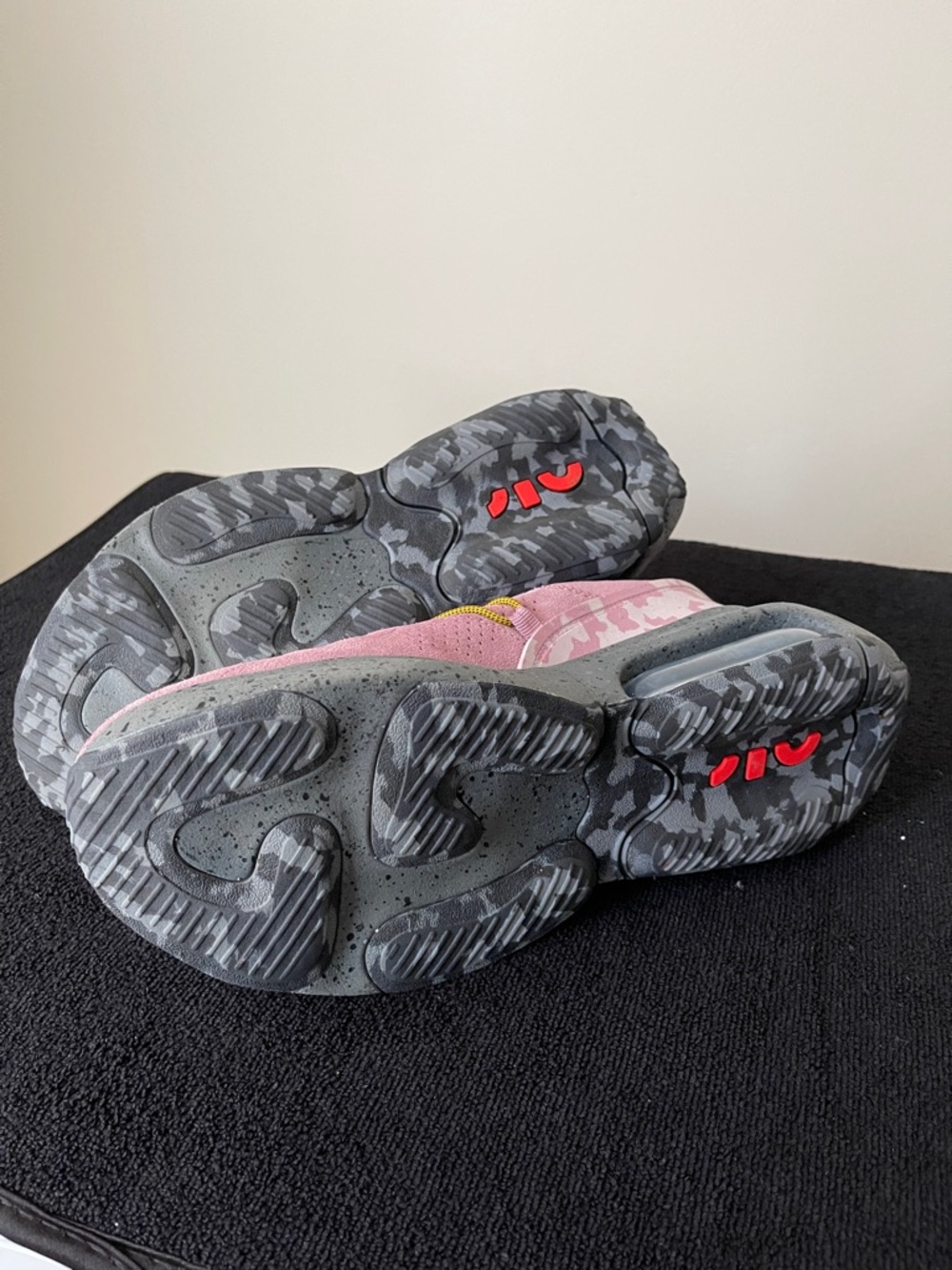 Nike Women's Pink Suede Sneakers with Red Swoosh and Purple Laces - Picture 6 of 7
